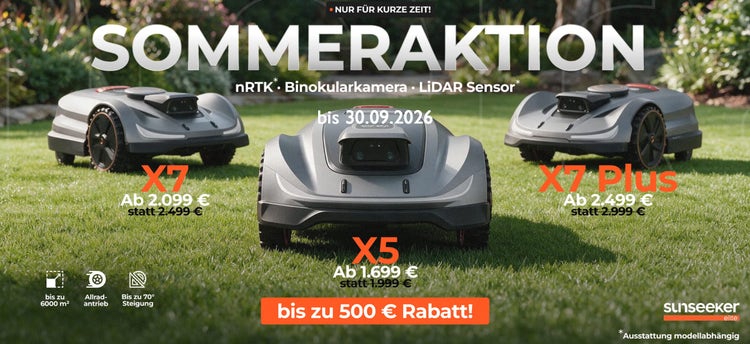 Aktionsbanner von sunseeker mit Sommeraktion und Preisrabatt bis 500.-
