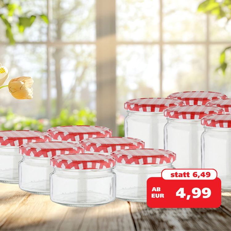 Abbildung 6er Pack Marmeladengläser für Marmelade, Gelee und Chutney
