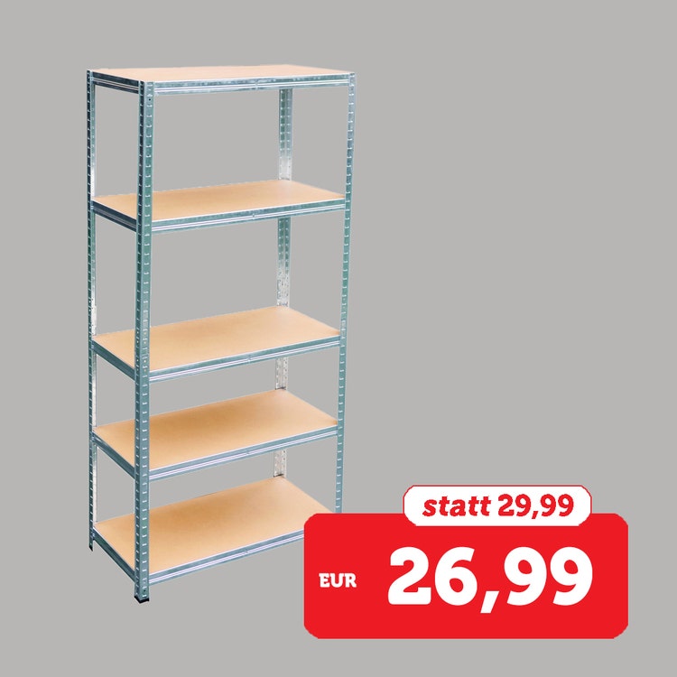 Abbildung eines Schwerlastregals mit 5 Böden mit Aktionspreis