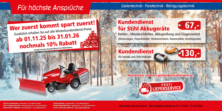 Aktionsbanner Winterkundendienst mit Aktionspreisen