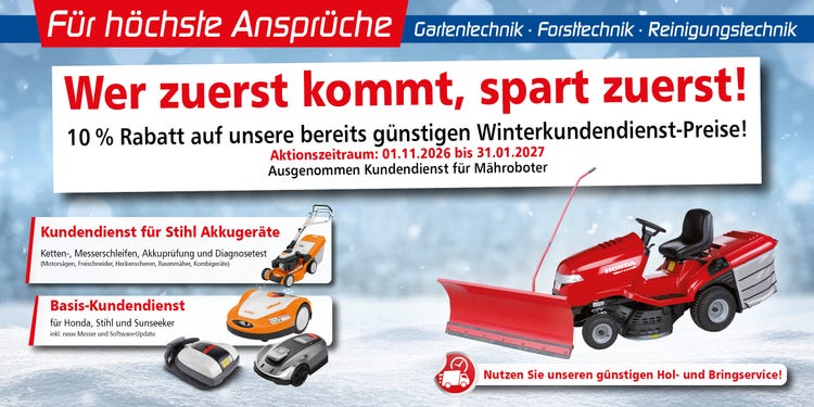 Werbebanner für den Kundendienst der Kleingerätewerkstatt bei EDER Profi-Baumarkt mit 10% Rabatt