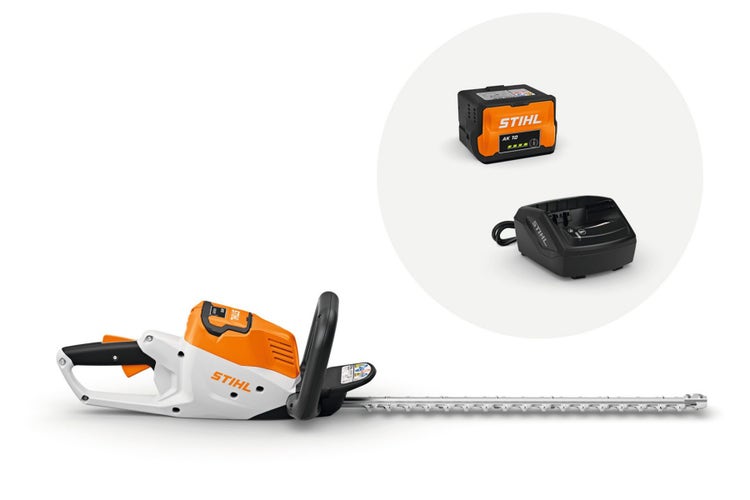 Abbildung Stihl Akku Heckenschere HSA 60 im Set mit Akku und Ladestation